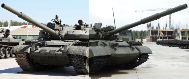 Т-62М с креплениями для тралов и без них